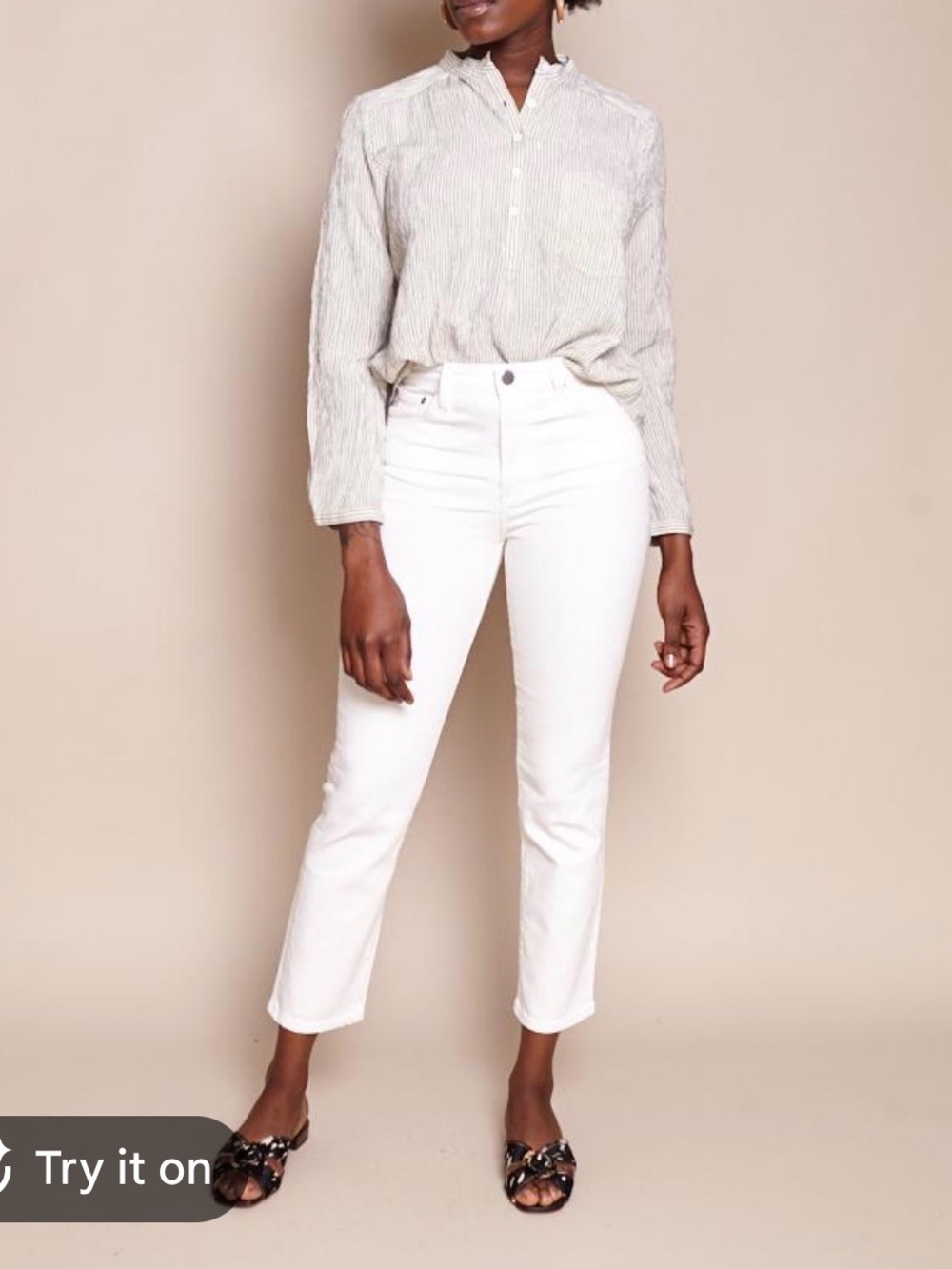The Isabelle high Rise Crop White Denim Jeans